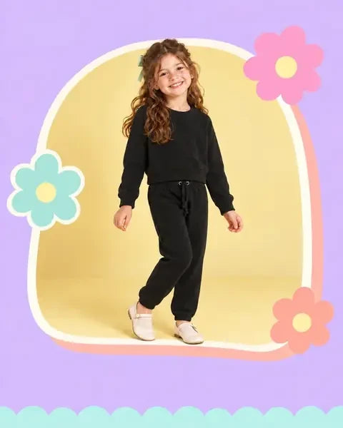 Girl wearing a black jogger set